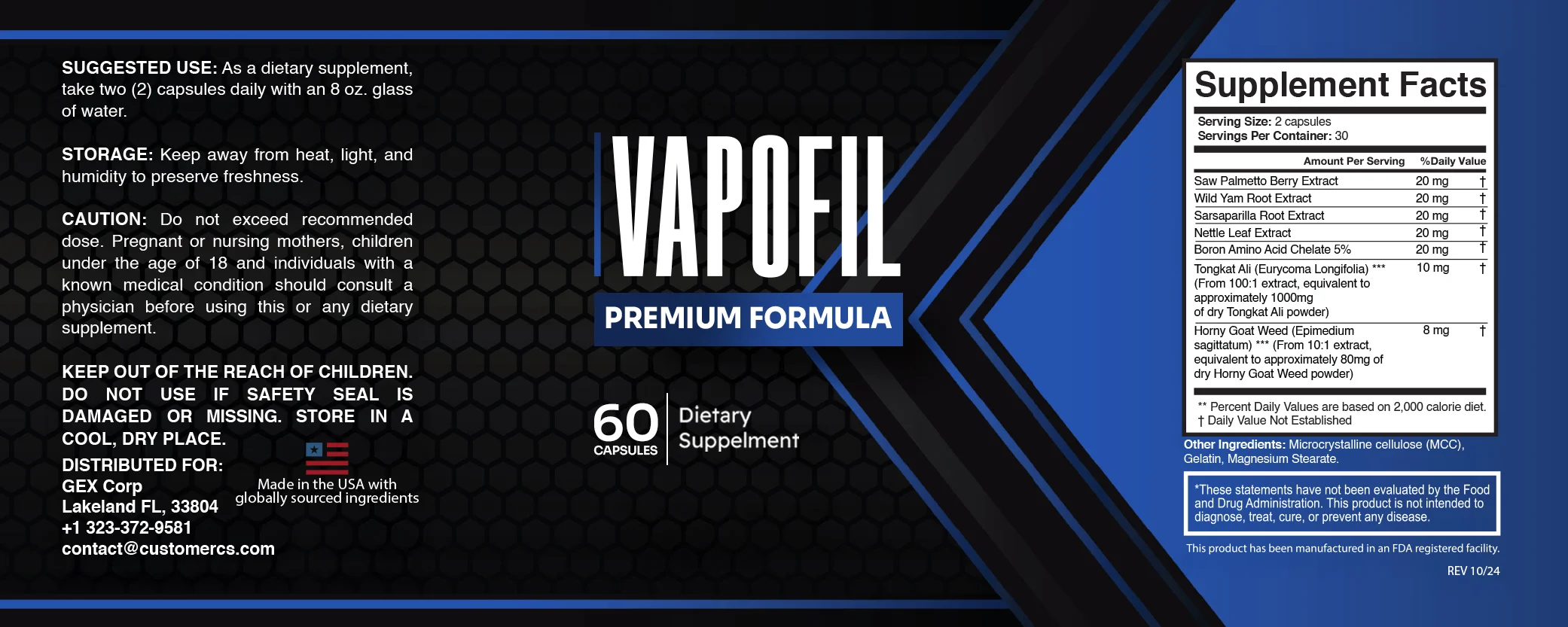 VapoFil Supplement Facts